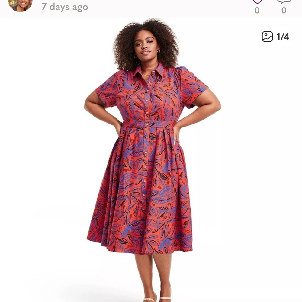 NWT - Alexis x Target Tropical Leaf Short Sleeve Shirtdress - Medium